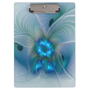 Standing Ovations, Abstract Blue Turquoise Fractal Clipboard