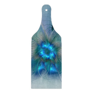 Standing Ovations, Abstract Blue Turquoise Fractal Cutting Board