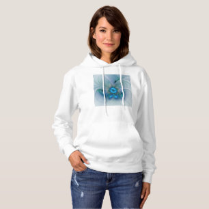 Standing Ovations, Abstract Blue Turquoise Fractal Hoodie