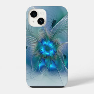 Standing Ovations, Abstract Blue Turquoise Fractal iPhone 14 Case
