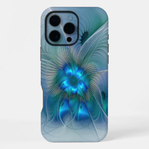 Standing Ovations, Abstract Blue Turquoise Fractal iPhone 16 Pro Max Case