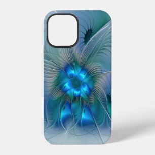 Standing Ovations, Abstract Blue Turquoise Fractal iPhone 12 Case