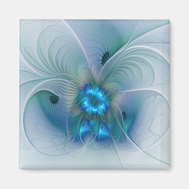 Standing Ovations, Abstract Blue Turquoise Fractal Magnet (Front)