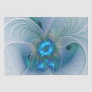 Standing Ovations, Abstract Blue Turquoise Fractal Tissue Paper