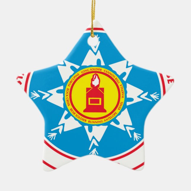 Standing Rock tribe logo Ceramic Tree Decoration (Front)