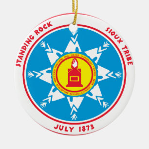 Standing Rock tribe logo Ceramic Tree Decoration