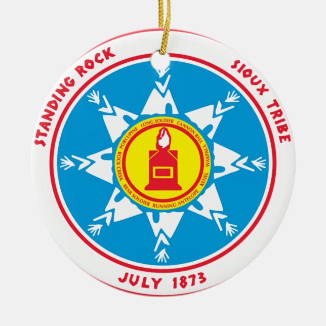 Standing Rock tribe logo Ceramic Tree Decoration (Front)