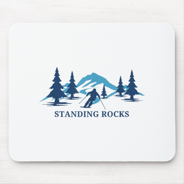 Standing Rocks Wisconsin Ski Resort Skiing Skier _ Mouse Pad (Front)