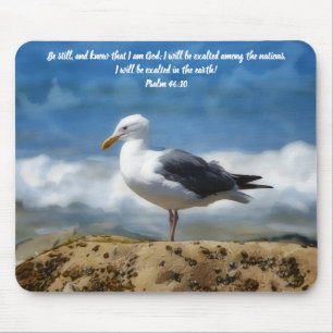 Standing Still Sea Bird Bible Verse Faith Mouse Pad