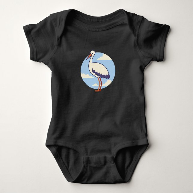 Standing Stork Baby Bodysuit (Front)