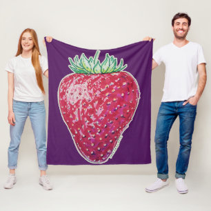 Standing Strawberry Fleece Blanket