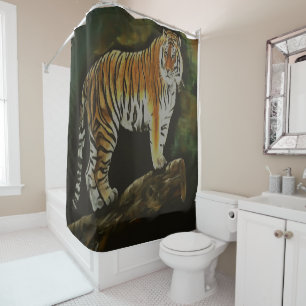 Standing Tiger Safari Animal Art Shower Curtain