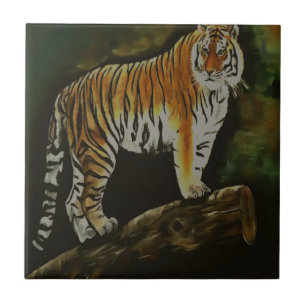 Standing Tiger Safari Animal Art Tile