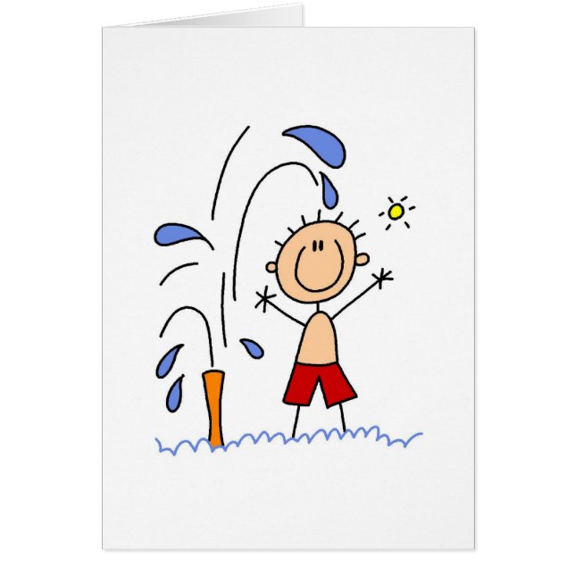 Standing Under The Sprinkler Card (Front)