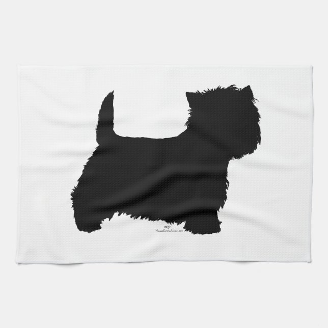 Standing Westie Silhouette Tea Towel (Horizontal)