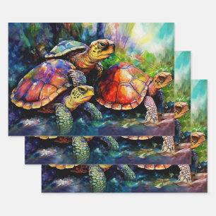 Standoff with Three Angry Turtles Wrapping Paper Sheet