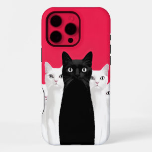 Standout Elegance: Black Cat Amidst White Cats iPhone 16 Pro Max Case