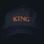 Standout KING Text Adjustable Navy-Hat for Comfort Embroidered Hat<br><div class="desc">Add a touch of personality to your look with the Custom KING Text Printed Adjustable Cap. This navy hat features a strong "KING" embroidery,  offering an eye-catching focal point. The adjustable design ensures the perfect fit for all-day wear and comfort.</div>