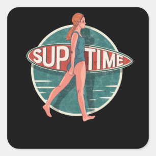 Standup Paddle Board Retro Vintage Gift Square Sticker