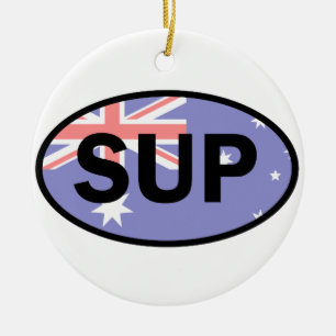 Standup Paddleboard Australia Flag Ceramic Tree Decoration