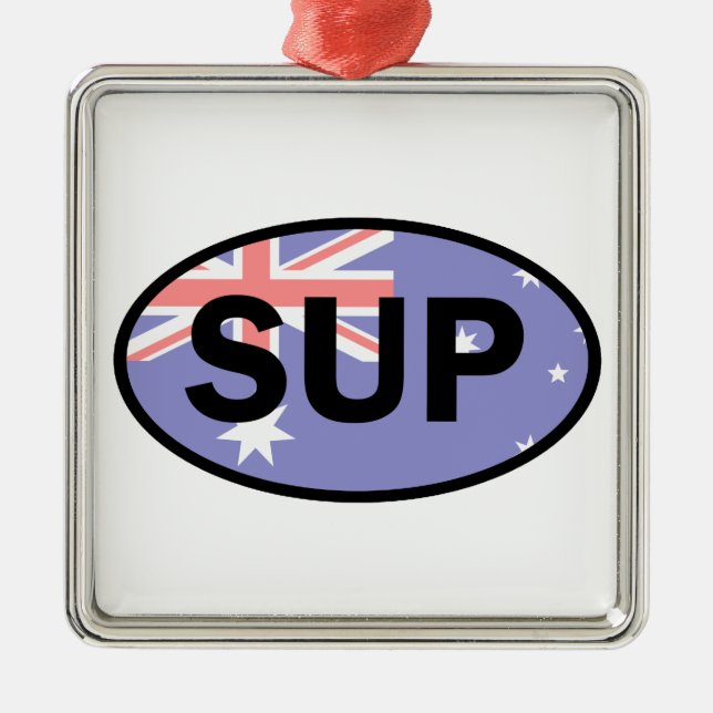 Standup Paddleboard Australia Flag Metal Tree Decoration (Front)