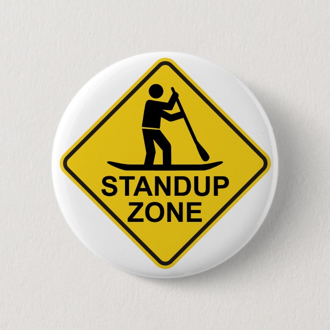 Standup Paddleboarding Zone Road Sign 6 Cm Round Badge (Front)