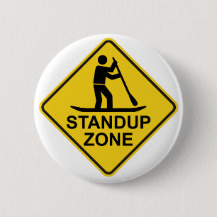 Standup Paddleboarding Zone Road Sign 6 Cm Round Badge