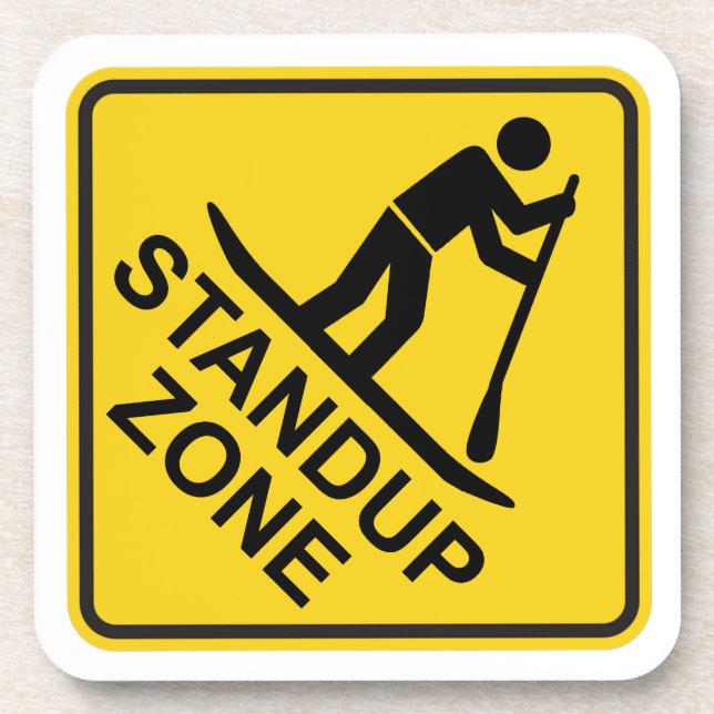 Standup Paddleboarding Zone Road Sign Coaster (Front)
