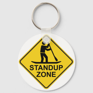 Standup Paddleboarding Zone Road Sign Key Ring