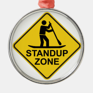 Standup Paddleboarding Zone Road Sign Metal Tree Decoration