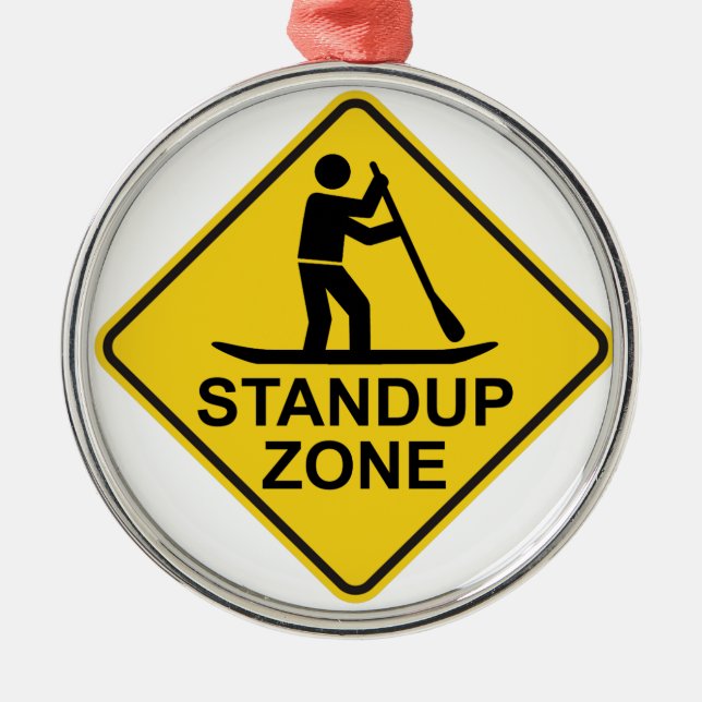 Standup Paddleboarding Zone Road Sign Metal Tree Decoration (Front)