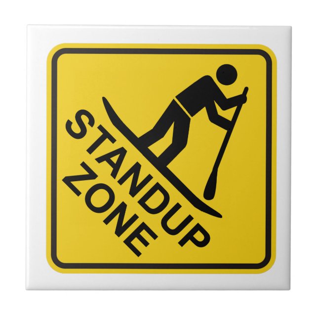 Standup Paddleboarding Zone Road Sign Tile (Front)