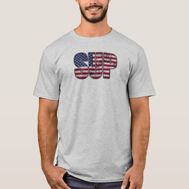 Standup Paddling SUP American Flag T-Shirt (Front)