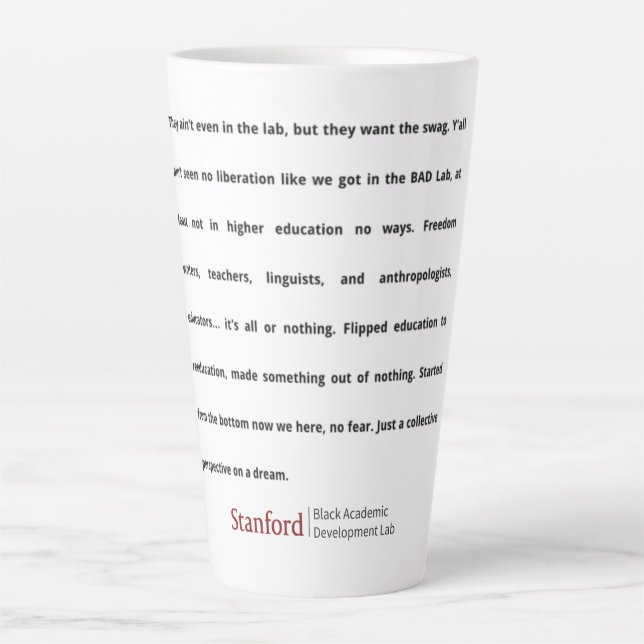 Stanford BAD Lab - Group Poem Latte Mug (Front)