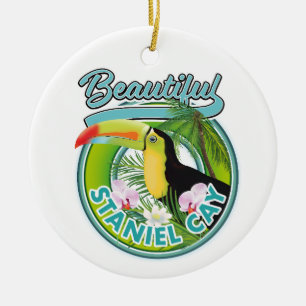 Staniel Cay travel logo Ceramic Tree Decoration