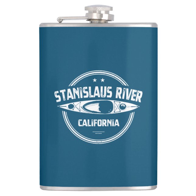 Stanislaus River California Kayaking Hip Flask (Front)
