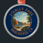 Stanley Park Vancouver Canada Retro Distressed Art Metal Tree Decoration<br><div class="desc">Stanley Park in a vector art style. As Vancouver's first park,  with its ever-blooming gardens,  pristine coastal areas and roughly 500, 000 cedar,  fir and hemlock trees.</div>