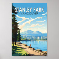 Stanley Park Vancouver Canada Travel Art Vintage
