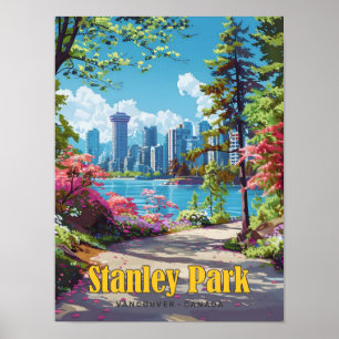 Stanley Park Vancouver Canada Vintage Travel  Poster