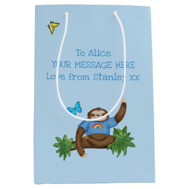Stanley Sloth blue personalized gift bag (Front)