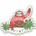 Stanley Sloth custom-cut Christmas sticker<br><div class="desc">Brighten up your parcels with this cute festive sticker featuring Stanley Sloth wearing his favorite red and white Christmas jumper 🎄</div>