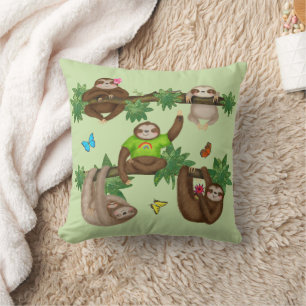 Stanley Sloth & friends green cushion
