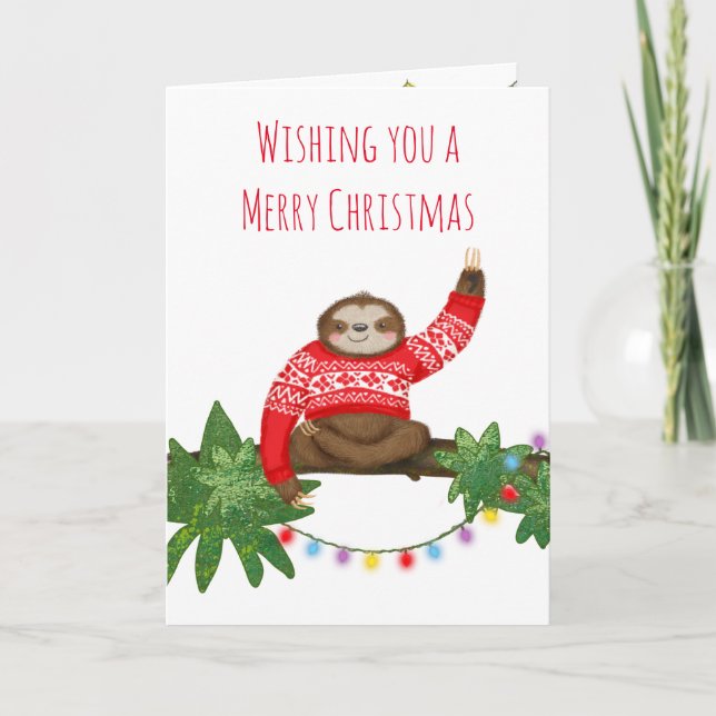 Stanley Sloth in Christmas jumper festive card (Front)