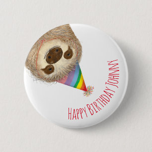 Stanley sloth personalised happy birthday badge