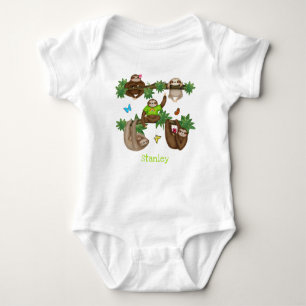 Stanley Sloth personalized green baby bodysuit