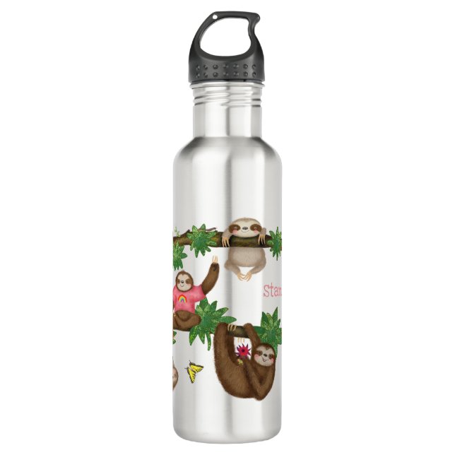 Stanley Sloth pink personalized water bottle (Front)