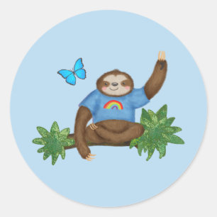 Stanley Sloth round blue stickers