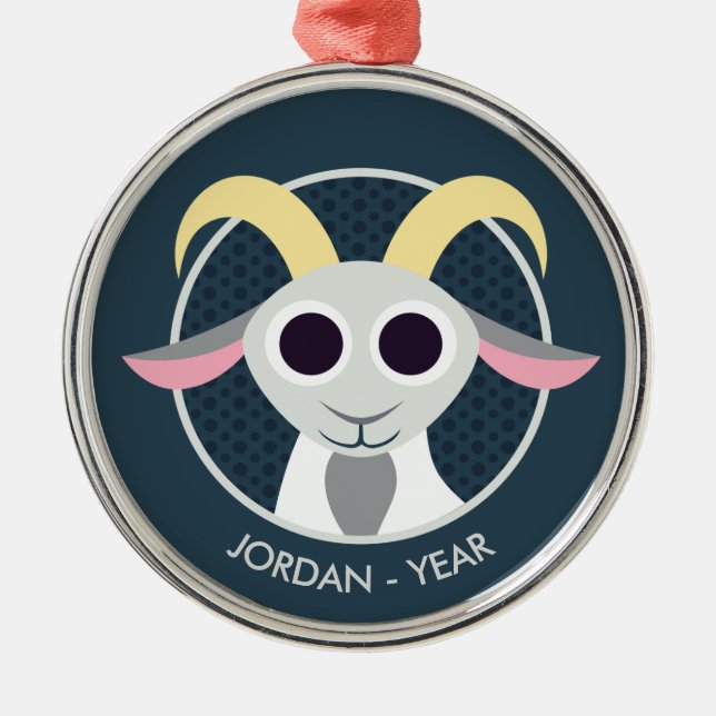 Stanley the Goat Metal Tree Decoration (Front)