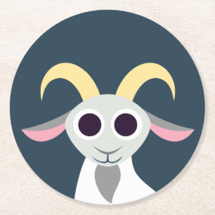 Stanley the Goat Round Paper Coaster
