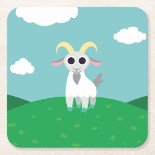 Stanley the Goat Square Paper Coaster